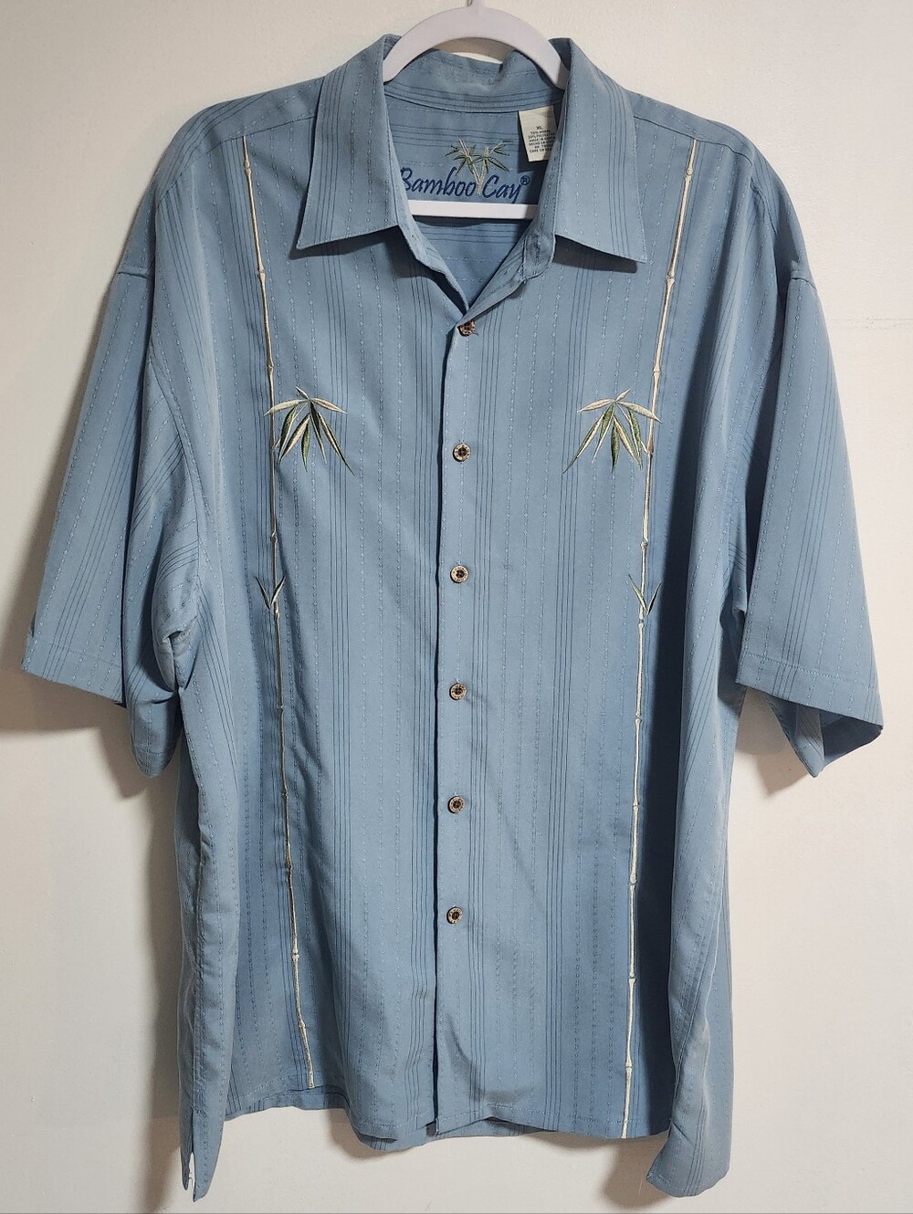 Bamboo Cay Light Blue Short Sleeve Embroidered Camp Shirt